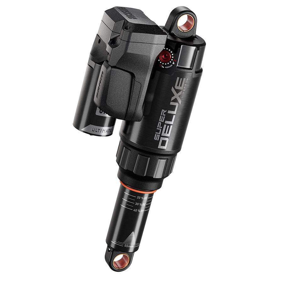 RockShox, Super Deluxe FLT Attendant D1, Rear shock, 210x55, Shaft Eyelet: Standard, Body Eyelet: No Bushing - 90 Deg Rotation, Token Loc 3, Reb55/Comp34, Mid4-Lock6, Yeti SB140 2020+